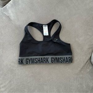 Woman’s Gym Shark Black Cropped Sports Bra Size Medium - No Padding